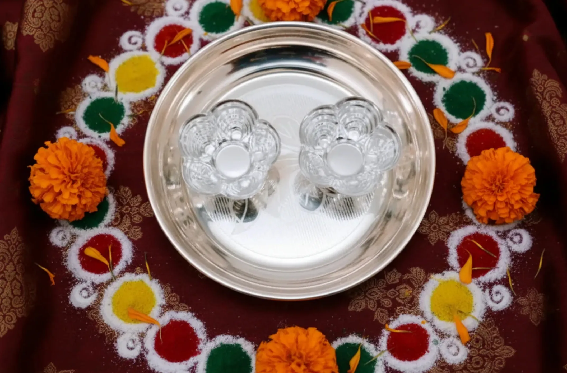 German Silver Puja Thali Set 1pc